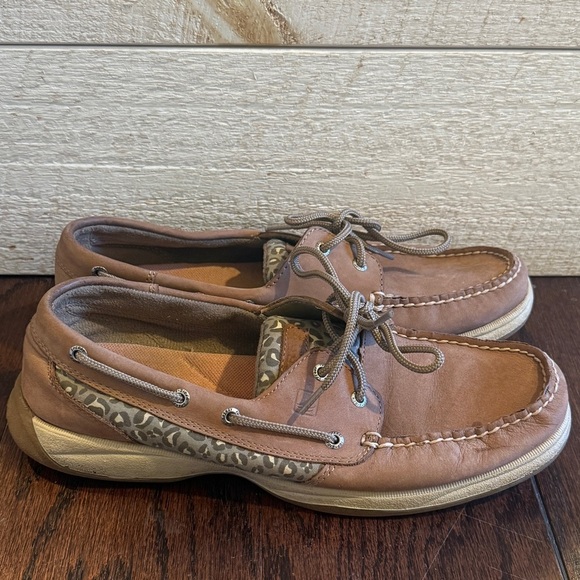SPERRY TOP-SLIDER Women’s Tan Leopard Loafers Size 10 - Picture 1 of 7